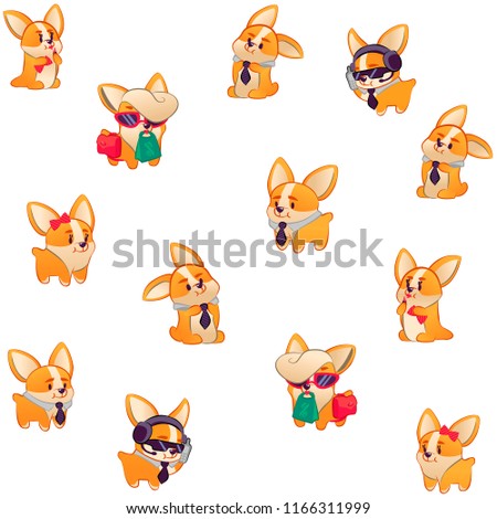 Kids wallpaper. Isolated dogs on white background. Vector flat illustration