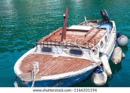 Picture of a private boat in Krk island's harbor, Adriatic sea