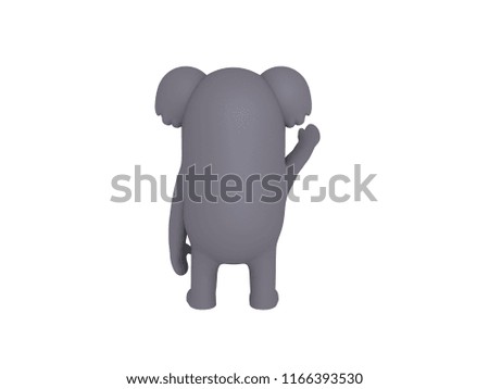 Pointing to right koala in 3D rendering.