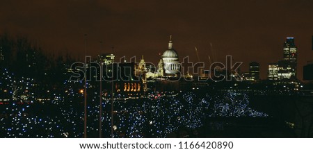 Night view of Saint Paul's Cathedral in the City of London, UK