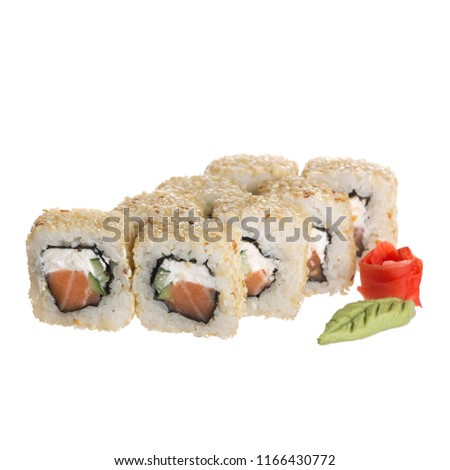 sushi, sushi rolls, White background, Japanese food