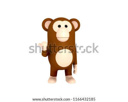 Cartoon monkey in 3D rendering.