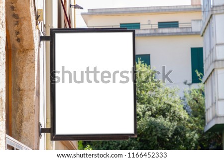 Store brand sign mockup in street with natural landscape