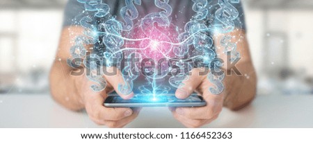 Businessman on blurred background using 3D rendering digital paragraph with mobile phone law symbol
