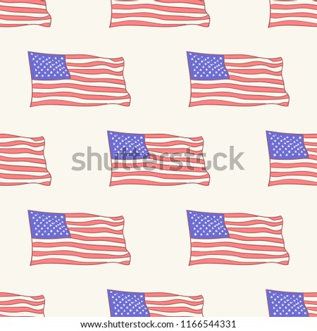 USA flag vector icon pattern, seamless, tile, background hand drawn style vector doodle design illustrations
