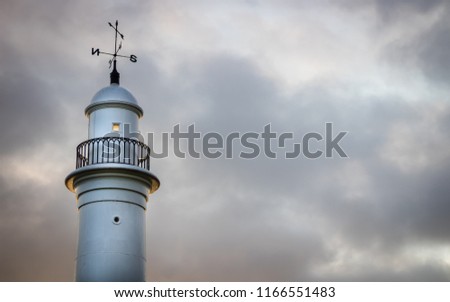 The top section of Sunderland white lighthouse at Seaburn