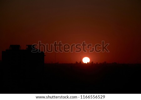 Sunset in the suburbs of the city
