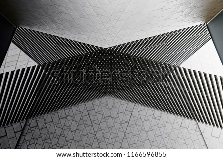 Architecture collage photo. Louvered and tiled walls of modern office buildings. Abstract black and white architectural background.