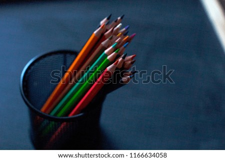 Colored pencils in a pencil case