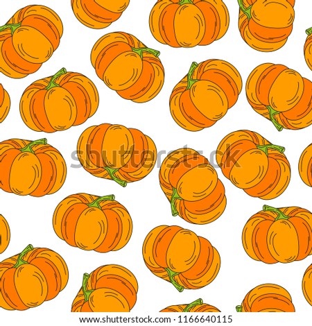 pattern pumpkin handdrawn icon background vector illustration halloween