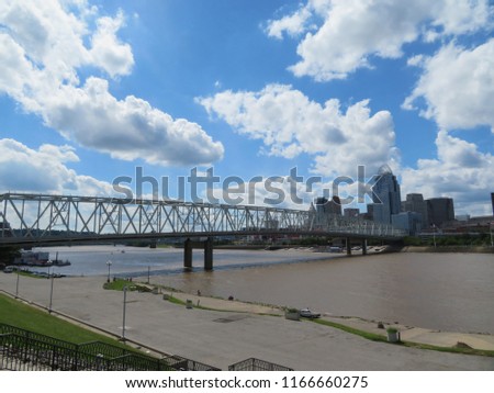 Cincinnati riverside cityscape view