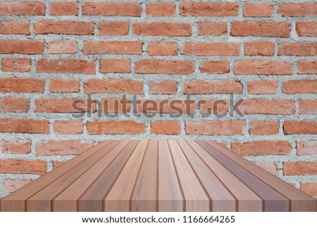 Brown table top on brick wall. For product display