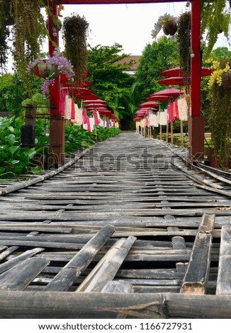 Bamboo bridge in temple