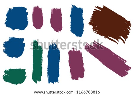 Collection of hand drawn colorful grunge brushes. Vector Grunge Brushes. Dirty Artistic Design Elements. Creative Design Elements. Rainbow background. Distress Frame, Logo, Banner, Wallpaper.