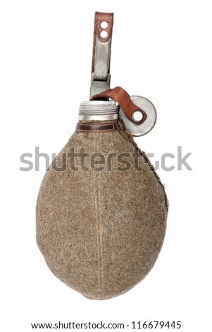 Old army canteen isolated on white background