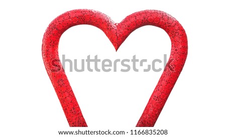 Machine parts are welded in red heart isolated on white background, Valentine concept.