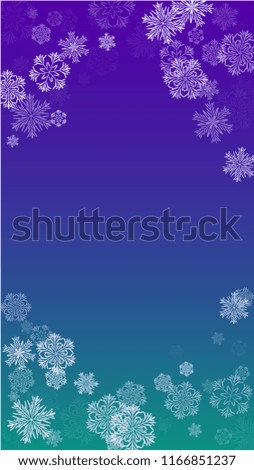 Beautiful Christmas Background with Falling Snowflakes.  Element of Design with Snow for a Postcard, Invitation Card, Banner, Flyer.  Vector Falling Snowflakes on a Blue Winter Background
