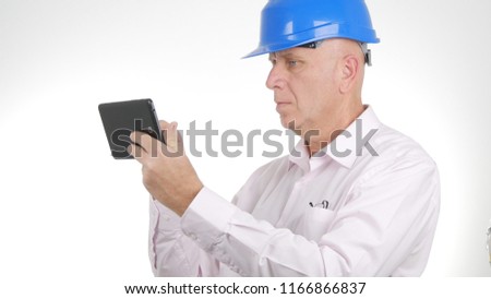 Engineer Image Text Using Tablet Internet Connection