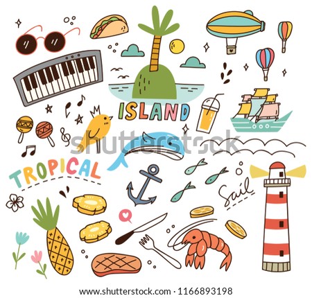 tropical island theme doodle 