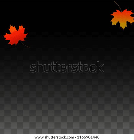 November  Vector Background with Golden Falling Leaves. Autumn Illustration with Maple Red, Orange, Yellow Foliage. Isolated Leaf on Transparent Background. Bright Swirl. Suitable for Banners.