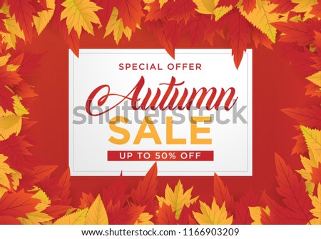 autmn sale background template with maple leaves concept use for print and ecommerce web banner