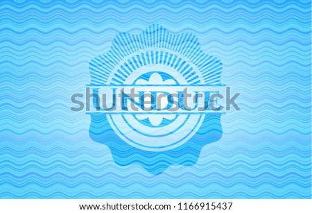 Undue sky blue water style badge.