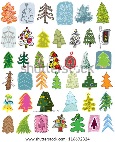 Christmas Trees Collection ... set of 40 different trees in colors