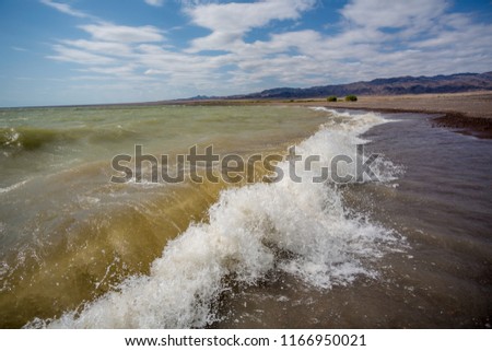 waves on the shore of the lake
