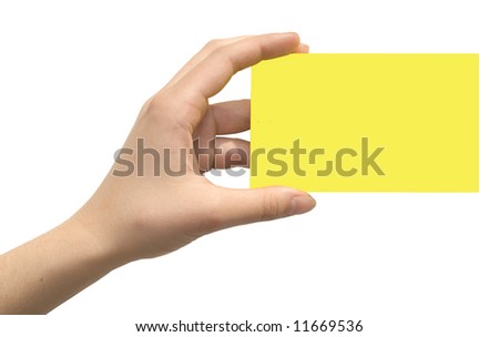 hand with card isolated on white