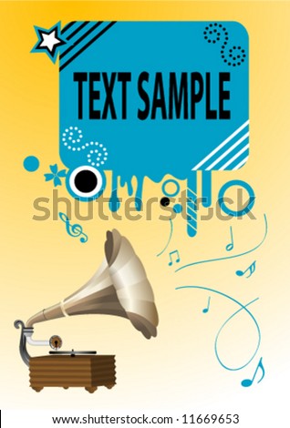Gramophone Grunge Background with Text-Box
