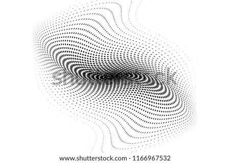 Wavy dot lines background. Pattern with dotted lines, circles of different scale. Dynamic, motion style. Monochrome backdrop to create backgrounds, templates, posters in a modern minimalist style.