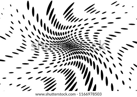 Dynamic, motion pattern with dotted lines. Twisted circles, points with halftone effect. Optical pop art texture. Vector illustration