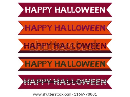 Material collection for Halloween.Halloween ribbon banner.Autumn material collection.Seasonal Clip Art.