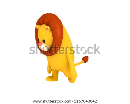 Cartoon Lion in 3D rendering.
