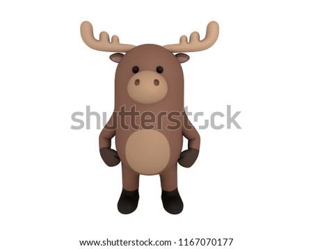 Cartoon Moose in 3D rendering.