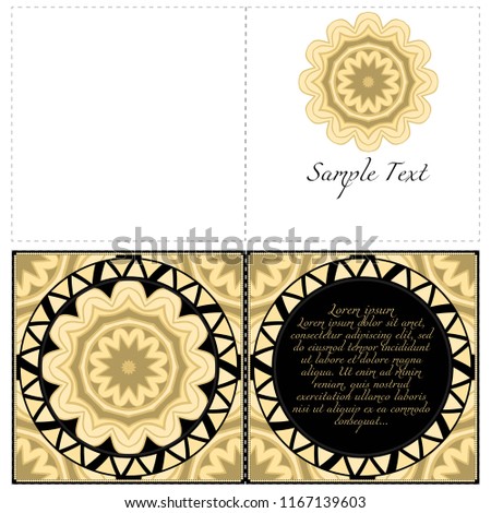 The front and rear side. mandala design elements. Invite templates . Wedding invitation, thank you card, save card, baby shower. Vector illustration.
