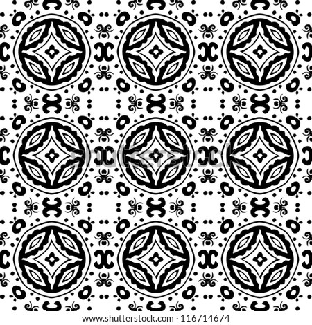 Abstracr ornamental seamless pattern background black and white vector illustration