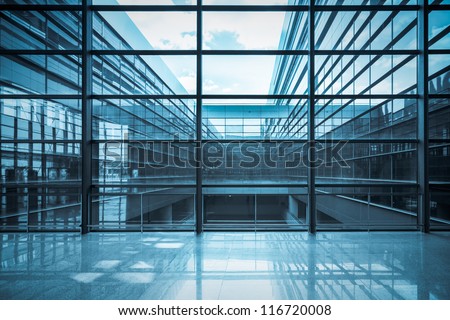 glass curtain wall and window in a modern  building