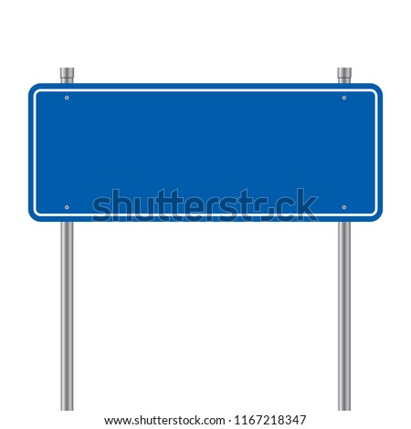 Side road blank blue sign. 3d illustration isolated on white background
