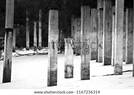 Concrete columns at the beach area