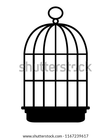 Black silhouette. Bird cage icon. Flat vector illustration isolated on white background. Royalty-Free Stock Photo #1167239617