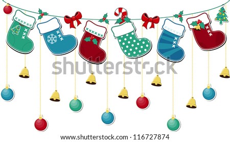 cute christmas socks with ornaments, in vector format very easy to edit, individual objects