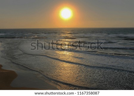Panorama of beautiful sunset on the sea