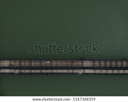 Aerial over a bridge