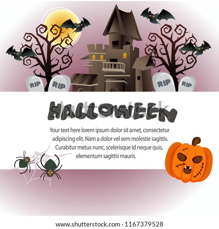 halloween template cute with haunted house