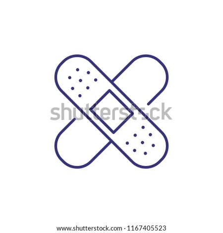 Adhesive plaster line icon. Injury, traumatology, first aid. Medicine concept. Vector illustration can be used for topics like healthcare, pharmacy, medical care