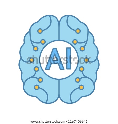 Artificial intelligence color icon. Digital brain. Neurotechnology. AI. Isolated vector illustration