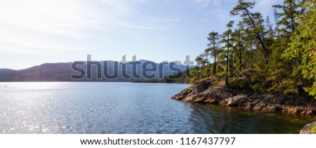 Beautiful landscape picture of Sechelt Inlet during a vibrant sunny summer day. Taken in Sunshine Coast, BC, Canada.