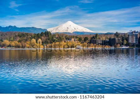 View to Villarrica Volcano, Pucon - Chile. Royalty-Free Stock Photo #1167463204