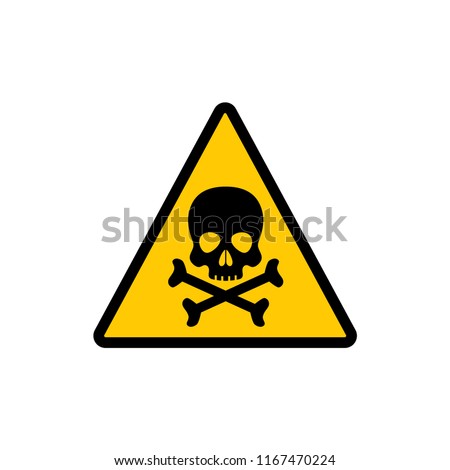 Yellow triangle warning toxic sign. Toxic warning triangular vector symbol sticker. Royalty-Free Stock Photo #1167470224